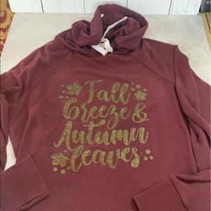Hooded burgundy monogrammed sweatshirt